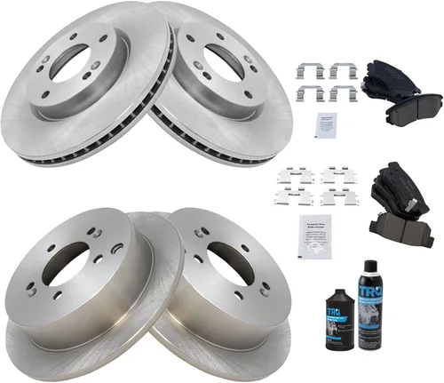 Miniatura 2 de TRQ Kit de pastillas de freno delanteras y traseras y rotores Kit químico de freno, pastillas de freno de cerámica compatible con Hyundai Tucson