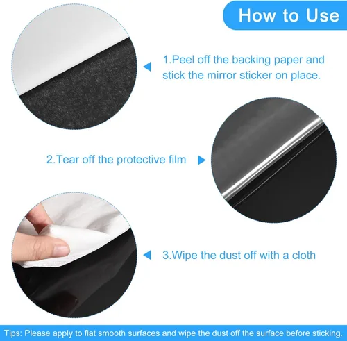 Miniatura 4 de uxcell Calcomanías de pared de espejo acrílico, 14 piezas en 1, autoadhesivas, extraíbles, para el hogar, sala de estar, dormitorio, oficina, Negro