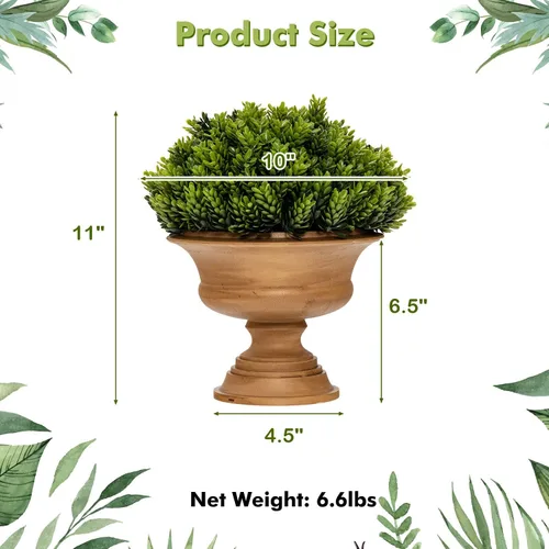 Miniatura 7 de Goplus Paquete de 4 árboles topiarios artificiales de boj, mini plantas de vegetación falsas, pequeñas plantas decorativas de imitación, plantas