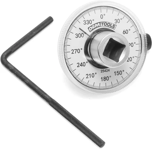 OEMTOOLS 25424 Medidor de ángulo de par de 1/2 pulgada, medidor para apriete angular de precisión, rueda de 360 grados, herramienta de medición de