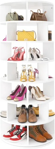 Aheaplus Torre de Estante Giratorio para Zapatos, Zapatero Giratorio de 7 Niveles 360 Estantes Giratorios para Zapatos Organizador para Closet,
