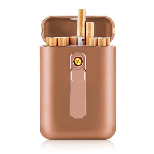 Miniatura 11 de Estuche para cigarrillos con encendedor, paquete portátil grande de 20 cajas de cigarrillos de tamaño regular, encendedor integrado 2 en 1, regalos