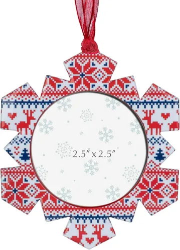 Miniatura 3 de GUOER Juego de 3 piezas de adornos de marcos de fotos de copo de nieve para árbol de Navidad, regalo conmemorativo navideño, decoración del hogar