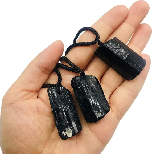 Miniatura 6 de Zungtin - Collar con colgante de chakra curativo de turmalina negra cruda natural