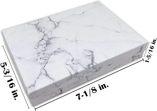 Miniatura 2 de TheDisplayGuys - Caja de regalo de papel de cartón, relleno de algodón, 100 unidades, color blanco mármol, Algodón Papel