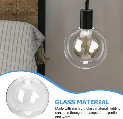 Miniatura 4 de Globo de luz de vidrio transparente esférico pantalla de cristal G9 roscada burbuja para luz (4.724 in) lámpara poste sombra