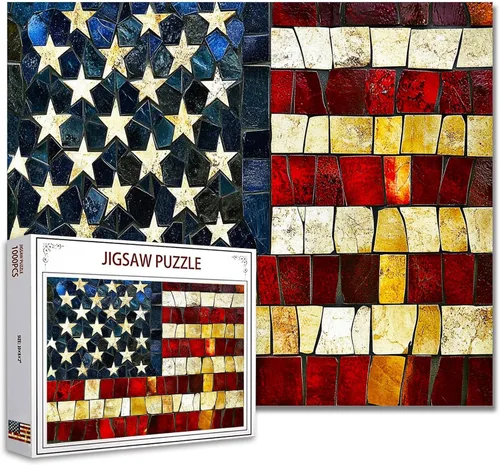 Miniatura 22 de Rompecabezas de 1000 piezas con la bandera americana y águila para adultos, rompecabezas del 4 de julio, para juegos de actividades familiares