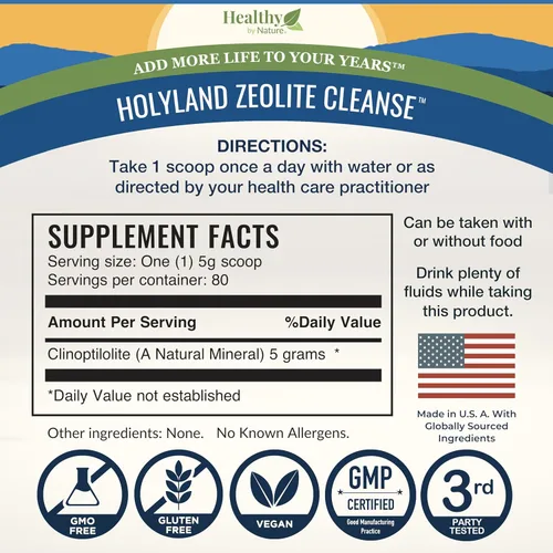 Miniatura 6 de HolyLand Zeolite Cleanse - Polvo de desintoxicación de zeolita (tamaño de valor de 14.11 oz) - Clinoptilolita natural, activada - Apoya la energía