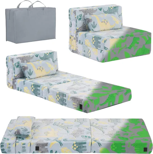 Miniatura 10 de Tiita Colchón de Piso Plegable para Sofá Cama para Niños, Colchoneta de Siesta de Piso Plegable Lavable para Niños Pequeños, Sofá Futón Plegable