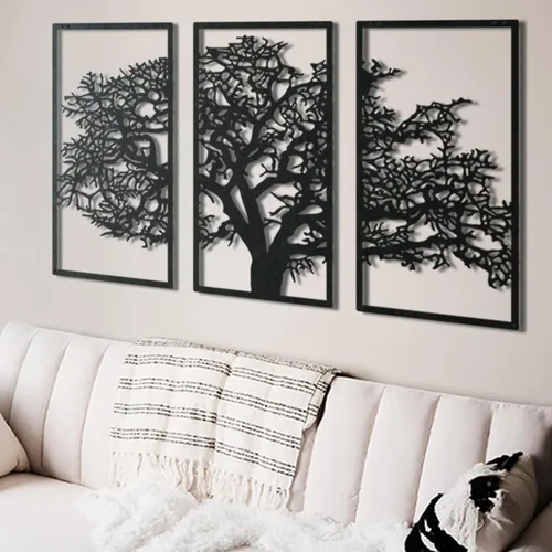 Miniatura 2 de Decoración de pared de metal de 3 piezas, arte de pared de metal, arte de pared imprimible, arte de pared grande, arte de pared extragrande, árbol