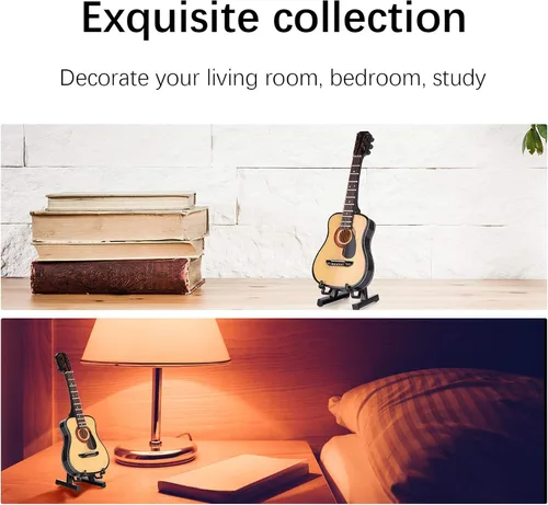 Miniatura 3 de Guitarra en miniatura con soporte y estuche, modelo de guitarra mini con soporte y estuche Instrumento musical en miniatura ideal para niños