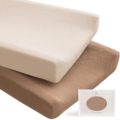 Konssy Paquete de 2 fundas de muselina para cambiador de pañales para niños, ultra suaves y transpirables, de algodón, para cambiador de pañales de