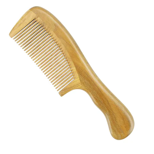Miniatura 8 de Onedor Peine de pelo de sándalo verde natural, peine desenredante extragrande, 100% natural, antiestático, hecho a mano, marrón claro, para todas