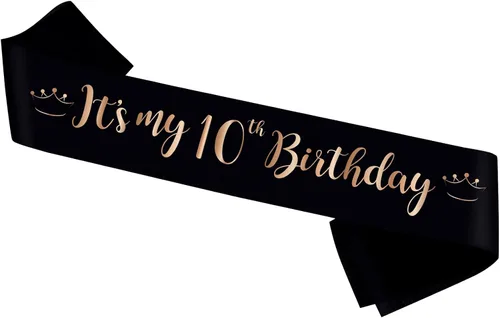 PYQWA It's My 10th Birthday Sash – Decoración de fiesta de feliz cumpleaños 10 – Banda de cumpleaños de 10 años para niña