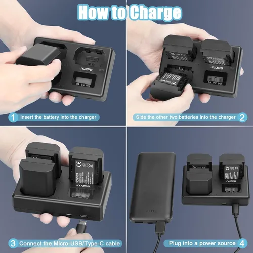 Miniatura 5 de JYJZPB Paquete de 3 baterías NP-FZ100 y cargador de batería triple Capacidad de 2280 mAh cada paquete, para cámaras Sony A7III A7IV A7R III A9