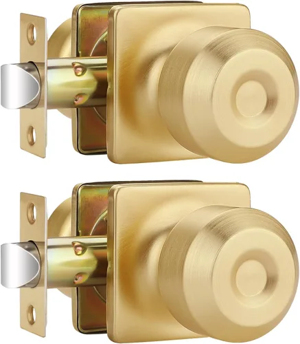 Miniatura 22 de EHOMEWARE Paquete de 2 pomos de puerta interiores, manija de puerta negra con cerradura, pomo de puerta de dormitorio/baño sin llave, pomo redondo