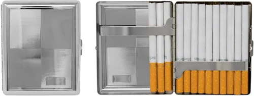 Miniatura 11 de Juego de 2 cajas de cigarrillos de los años 100 chapadas en metal y caja de almacenamiento (impresión victoriana plateada)