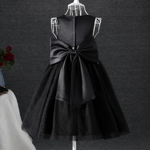 Miniatura 9 de OPAWO Vestidos negros para niña de flores para boda, vestido de Halloween, vestido de tul de encaje 3D satén princesa vestido de fiesta de bebé