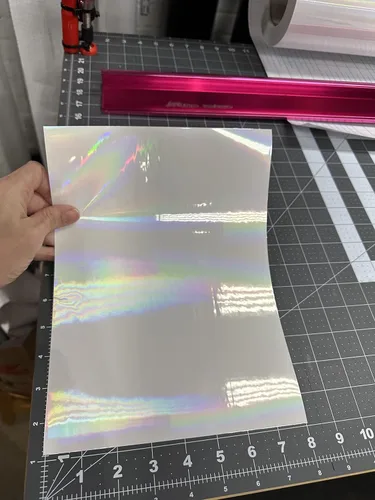 Miniatura 3 de Clear Holographic Oil Slick Cold Laminating Sheets Self Adhesive (12 x 12)