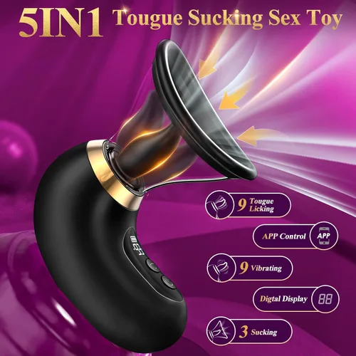 Miniatura 3 de Juguetes sexuales de rosa para mujer - Vibrador de succión de 5 en 1, juguete sexual de rosa, 3 succiones, 9 lamidos de lengua y vibración, juguetes