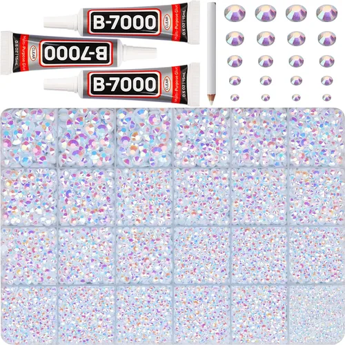 Miniatura 24 de Pegamento para Gemas b7000 con 7500 Piezas de Diamantes de Imitación Rojos para Manualidades, Ropa, Tela, Cristales de Parte Plana para Zapatos
