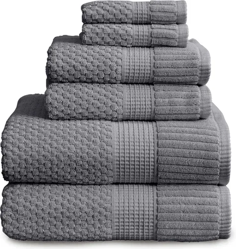 Miniatura 23 de NY Loft Juego de 4 toallas de baño 100% algodón, supersuaves y absorbentes, de secado rápido, 30 x 52 pulgadas, algodón texturizado y duradero