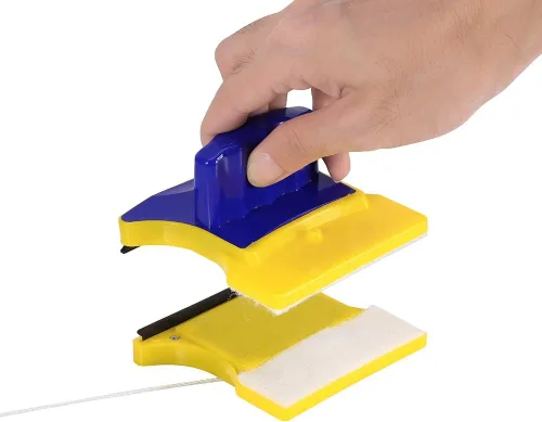 Miniatura 7 de Herramienta magnética para limpiar ventanas de doble cara, limpiador de vidrio con 2 algodón de limpieza extra, kit de limpiacristales para el hogar
