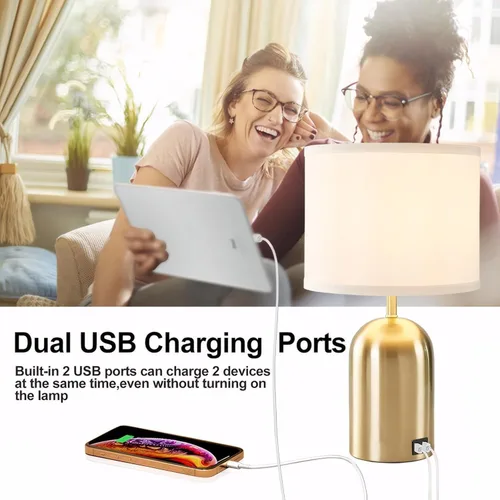 Miniatura 2 de GyroVu Lámpara de noche con puerto USB, lámpara de mesa con control táctil para dormitorio, lámpara de mesita de noche moderna regulable