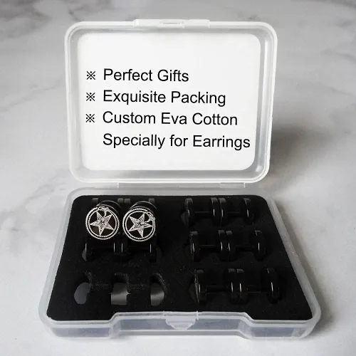 Miniatura 2 de FLYUN 6 pares de aretes de calavera para hombre, aretes de calibre falso, aretes de tapones falsos para hombres y hombres, aretes negros