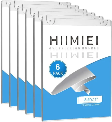 HIIMIEI Soporte acrílico para letrero de pared de 8.5 x 11 pulgadas, soporte transparente de Plexi para puerta, portarretratos de plástico con todos