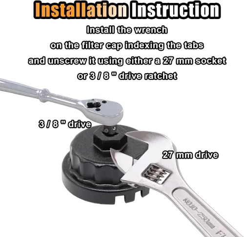 Miniatura 5 de JOYCOURT - Llave de filtro de aceite, herramienta de extracción de tapa de filtro de aceite de servicio pesado para motores de 2.5-5.7L compatible