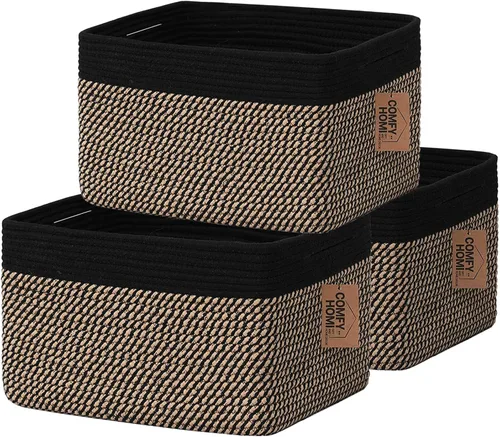 Miniatura 17 de COMFY-HOMI Cestas de almacenamiento de 11.5 x 7.5 x 4.7 pulgadas para organizar, cesta tejida de cuerda de algodón, caja de almacenamiento