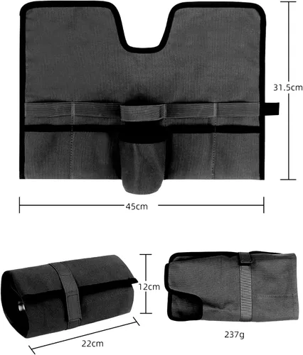 Miniatura 2 de Kit de viaje de barman de lona, correa de rollo profesional para camarero, juego de cóctel, herramientas de bar, bolsa de transporte (negro)