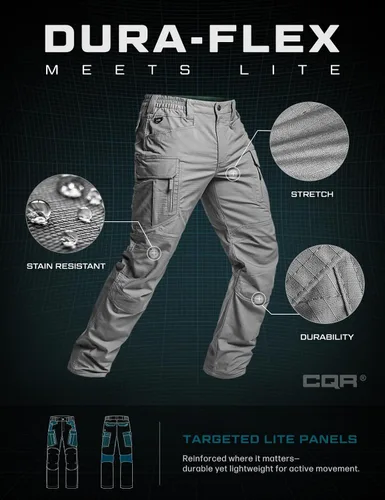 Miniatura 214 de CQR – Pantalones tácticos elásticos tipo cargo para hombre, resistentes al agua, de tela ripstop (antidesgarros), ligeros, ideales para uso diario