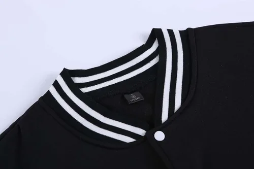 Miniatura 7 de Chamarra de béisbol para hombre, conjunto de 2 piezas con estampado personalizado para mujer, Negro, L