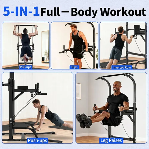 Miniatura 5 de Pull Up Tower Dip Station, Adjustable Free Standing Pull Up Bar, Multi-Function Power Tower for Home Gym Workout and Strength Training