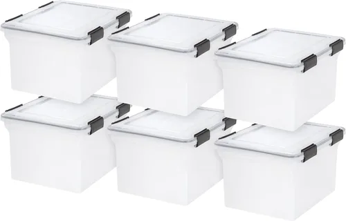 Miniatura 15 de IRIS USA - Contenedor organizador de plástico hermético para almacenamiento, 46.6 cuartos de capacidad, con tapa duradera, sello y hebillas