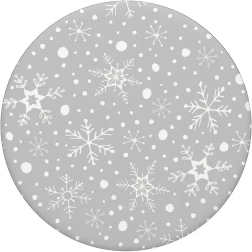 Miniatura 3 de Patrón de copos de nieve grises para invierno, Navidad, vacaciones, nieve, PopSockets intercambiables