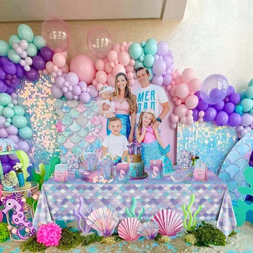 Miniatura 6 de XJLANTTE 40 bolsas de regalo de sirena, bolsas de recuerdo de fiesta bajo el mar con calcomanías para la cola, bolsas de fiesta para niños y niñas