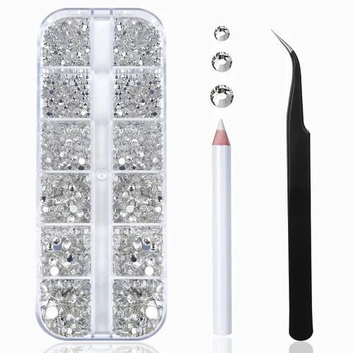 Miniatura 12 de 2400 diamantes de imitación para arte de uñas, gemas de diamantes de imitación rojos con parte trasera plana, cristal redondo, siam, 6 tamaños