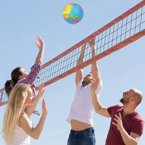 Miniatura 8 de Runleaps Pelota de voleibol de playa, tamaño oficial 5, suave, impermeable, para deportes de arena, pelota de poliuretano para interiores