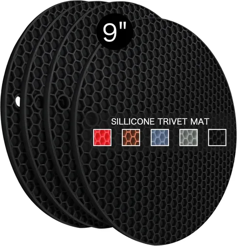 Miniatura 33 de Salvamanteles de silicona para platos calientes, soportes multiusos para ollas, 4 unidades, 2 tamaños de 7 pulgadas y 9 pulgadas, resistentes al 03