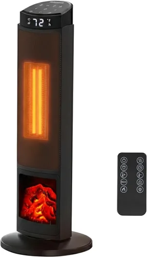Calentador de espacio de 23 pulgadas, calentadores portátiles de 1500 W para uso en interiores y exteriores, calentamiento rápido con oscilación de