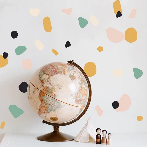 Miniatura 10 de iinuu - Calcomanías de pared de lunares bohemios, estilo bohemio, neutros, para dormitorio, sala de estar, oficina, guardería (1)