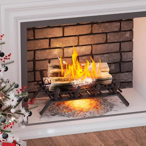 Miniatura 8 de Flamorrow Retenedor de brasas de rejilla para chimenea, rejilla de malla de acero resistente de 16 x 10 pulgadas para rejilla de chimenea, retenedor