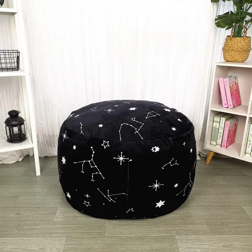 Miniatura 2 de DODO NICI Funda para silla puff (sin frijoles) para niños y adolescentes, apertura de cremallera, terciopelo suave, XL (34 pulgadas, negro)