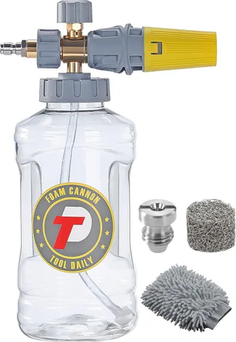 Miniatura 10 de Tool Daily - Cañón de espuma para lavadora a presión, espátula de espuma ajustable, lanza de espuma de nieve con M22 y conector rápido de 0.6 cm