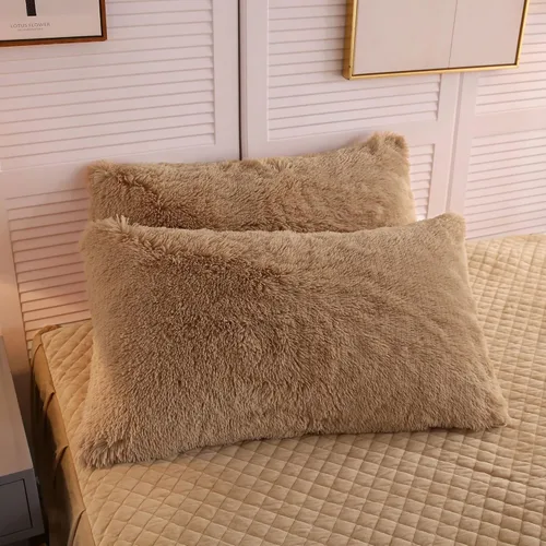 Miniatura 18 de LIFEREVO Paquete de 2 fundas de almohada de piel sintética esponjosa, fundas de almohada cuadradas de 18 x 18 pulgadas, fundas de almohada Blanco