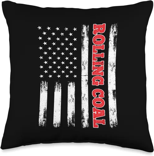 Living The Trucker Life Apparel Boys Girls Kids Patriotic American Flag Diesel Power Rolling Coal - Almohada de 16 x 16 pulgadas, multicolor