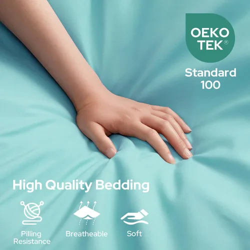 Miniatura 2 de HOMEIDEAS Sábanas de cama tamaño completo – Juego de 6 piezas (azul aguamarina) – Sábanas de ropa de cama de microfibra cepillada extra suave